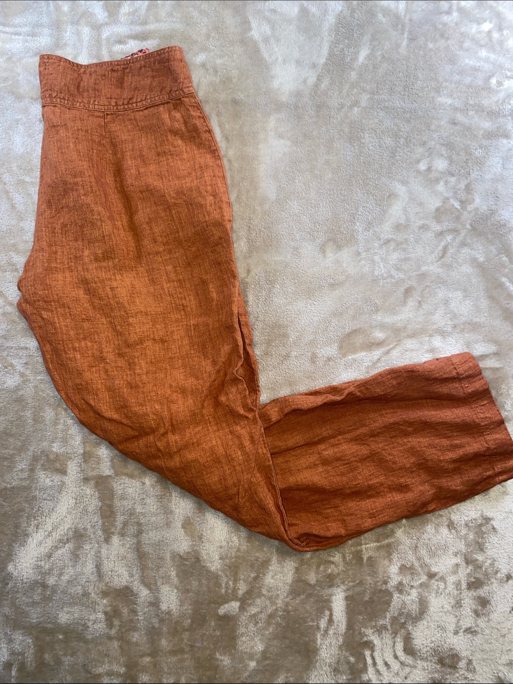 Vintage Chico's Rust Orange Linen Boot Cut Pants